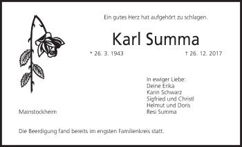 Anzeige von Karl Summa von MGO