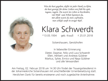 Anzeige von Klara Schwerdt von MGO