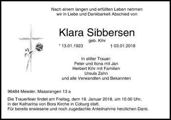 Anzeige von Klara Sibbersen von MGO