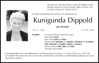 Anzeige von Kunigunda Dippold von MGO