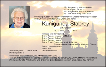 Anzeige von Kunigunda Stabrey von MGO