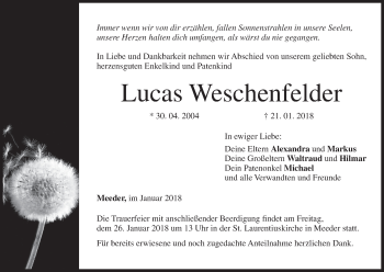 Anzeige von Lucas Weschenfelder von MGO