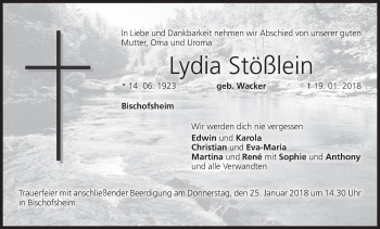 Anzeige von Lydia Stößlein von MGO