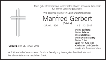 Anzeige von Manfred Gerbert von MGO