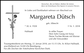 Anzeige von Margareta Dütsch von MGO