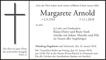 Anzeige von Margarete Arnold von MGO