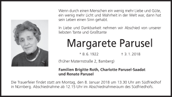 Anzeige von Margarete Parusel von MGO
