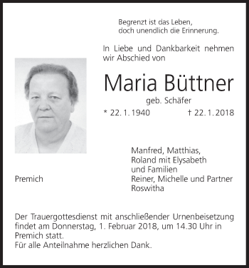 Anzeige von Maria Büttner von MGO