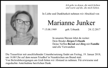 Anzeige von Marianne Junker von MGO