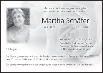 Anzeige von Martha Schäfer von MGO