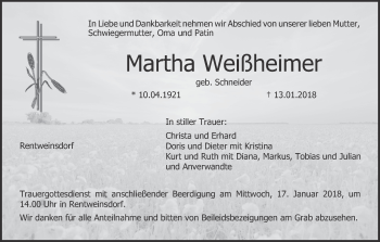Anzeige von Martha Weißheimer von MGO