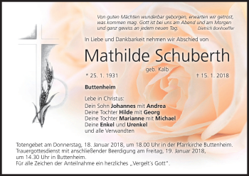 Anzeige von Mathilde Schuberth von MGO