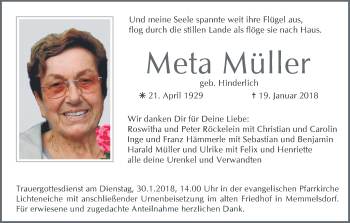Anzeige von Meta Müller von MGO
