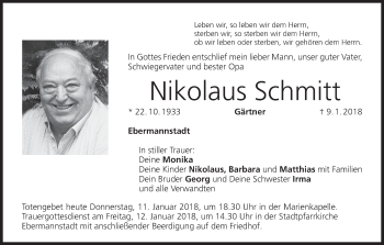 Anzeige von Nikolaus Schmitt von MGO