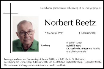 Anzeige von Norbert Beetz von MGO
