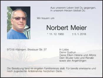 Anzeige von Norbert Meier von MGO