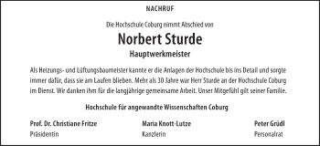 Anzeige von Norbert Sturde von MGO