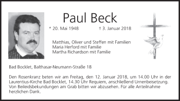 Anzeige von Paul Beck von MGO
