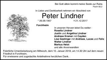 Anzeige von Peter Lindner von MGO