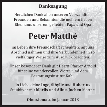 Anzeige von Peter Matthe von MGO