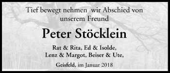 Anzeige von Peter Stöcklein von MGO