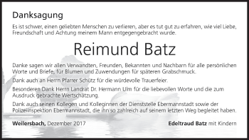 Anzeige von Reimund Batz von MGO