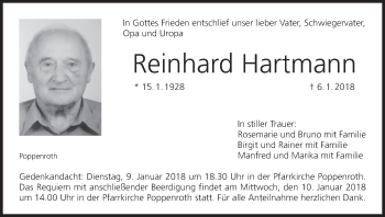 Anzeige von Reinhard Hartmann von MGO