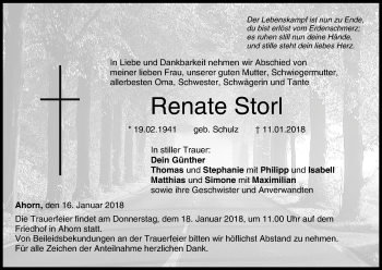 Anzeige von Renate Storl von MGO