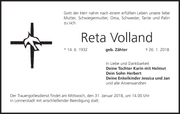 Anzeige von Reta Volland von MGO