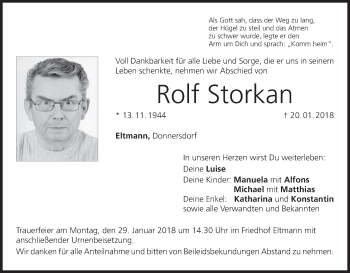 Anzeige von Rolf Storkan von MGO