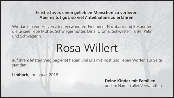 Anzeige von Rosa Willert von MGO