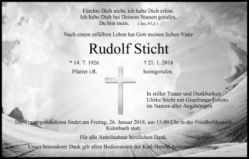 Anzeige von Rudolf Sticht von MGO