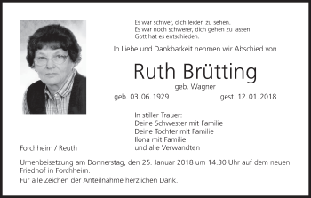 Anzeige von Ruth Brütting von MGO