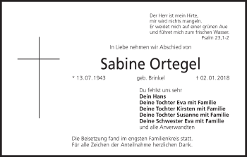 Anzeige von Sabine Ortegel von MGO