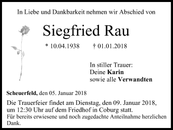 Anzeige von Siegfried Rau von MGO