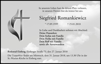 Anzeige von Siegfried Romankiewicz von MGO