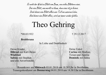 Anzeige von Theo Gehring von MGO