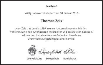 Anzeige von Thomas Zeis von MGO