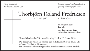 Anzeige von Thorbjörn Roland Fredriksen von MGO