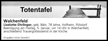 Anzeige von Totentafel vom 04.01.2018 von MGO