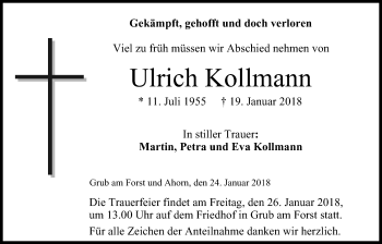 Anzeige von Ulrich Kollmann von MGO