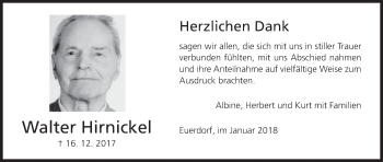 Anzeige von Walter Hirnickel von MGO