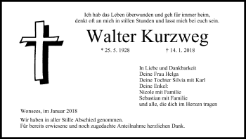 Anzeige von Walter Kurzweg von MGO