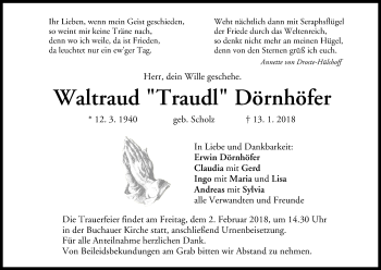 Anzeige von Waltraud  Dörnhöfer von MGO