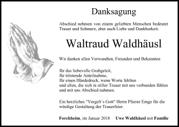 Anzeige von Waltraud Waldhäusl von MGO