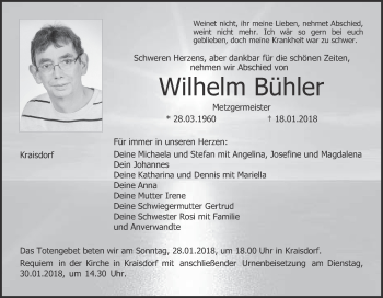 Anzeige von Wilhelm Bühler von MGO
