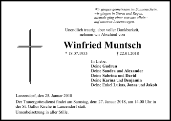 Anzeige von Winfried Muntsch von MGO