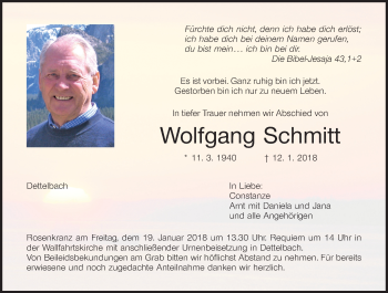 Anzeige von Wolfgang Schmitt von MGO