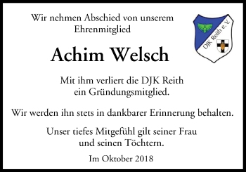 Anzeige von Achim Welsch von MGO