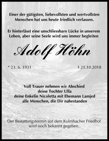 Anzeige von Adolf Höhn von MGO